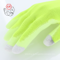 Touchscreen Hi vis gelbe Polyesterschale beschichtete Handschuhe weiße puspalmenbeschichtete Fluoreszenzhandschuhe Polyurethanpalmenbeschichtete Handschuhe